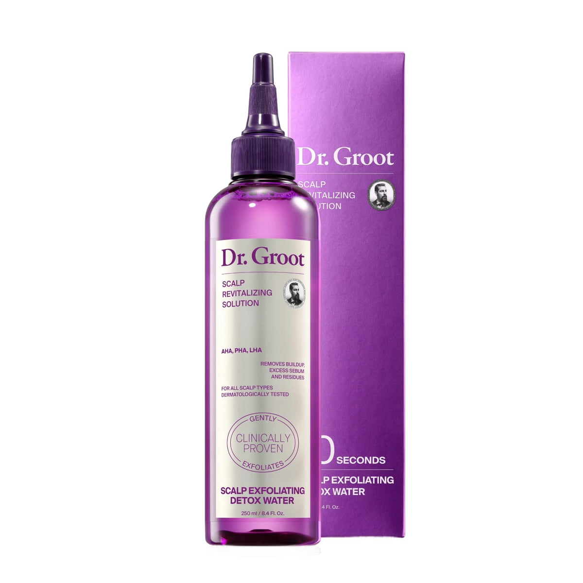 Dr. Groot front packaging showing bottle and clear labeling for scalp detox benefit