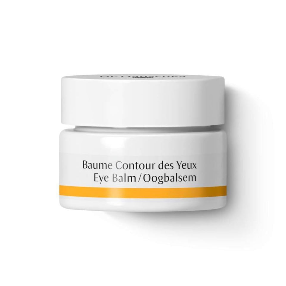 Dr. Hauschka eye balm front jar showing compact travel-friendly packaging and nourishing benefits
