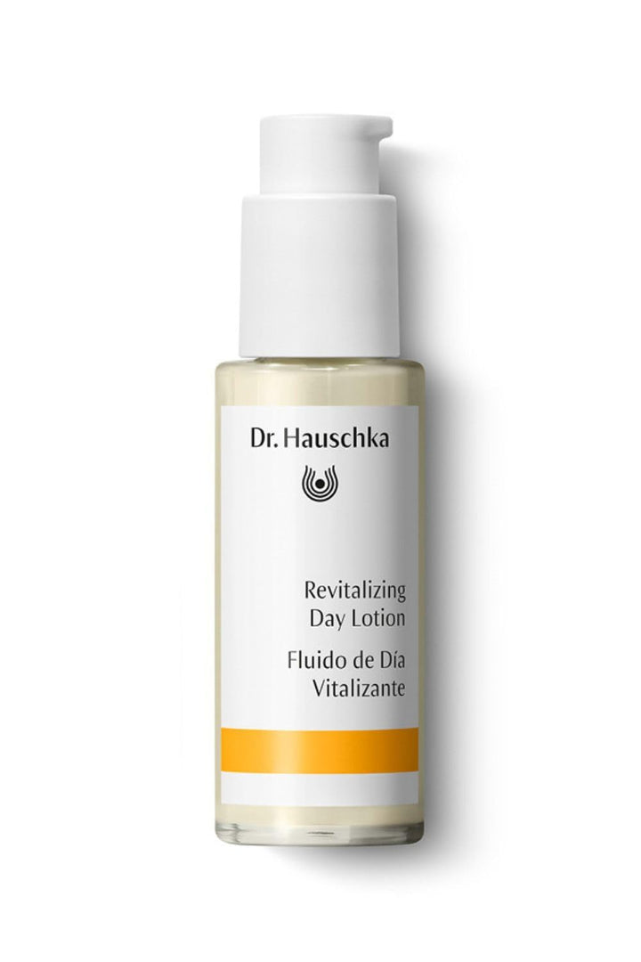 Dr. Hauschka front packaging showing sleek bottle and product identity benefits