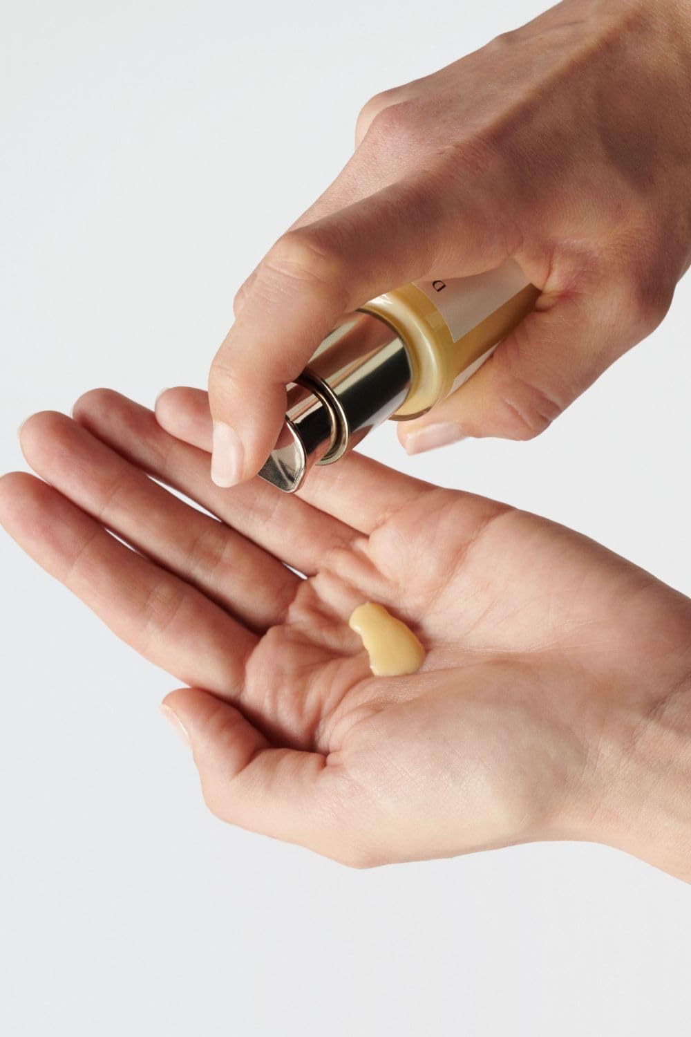 Dr. Hauschka pump dispensing lotion highlighting easy controlled application
