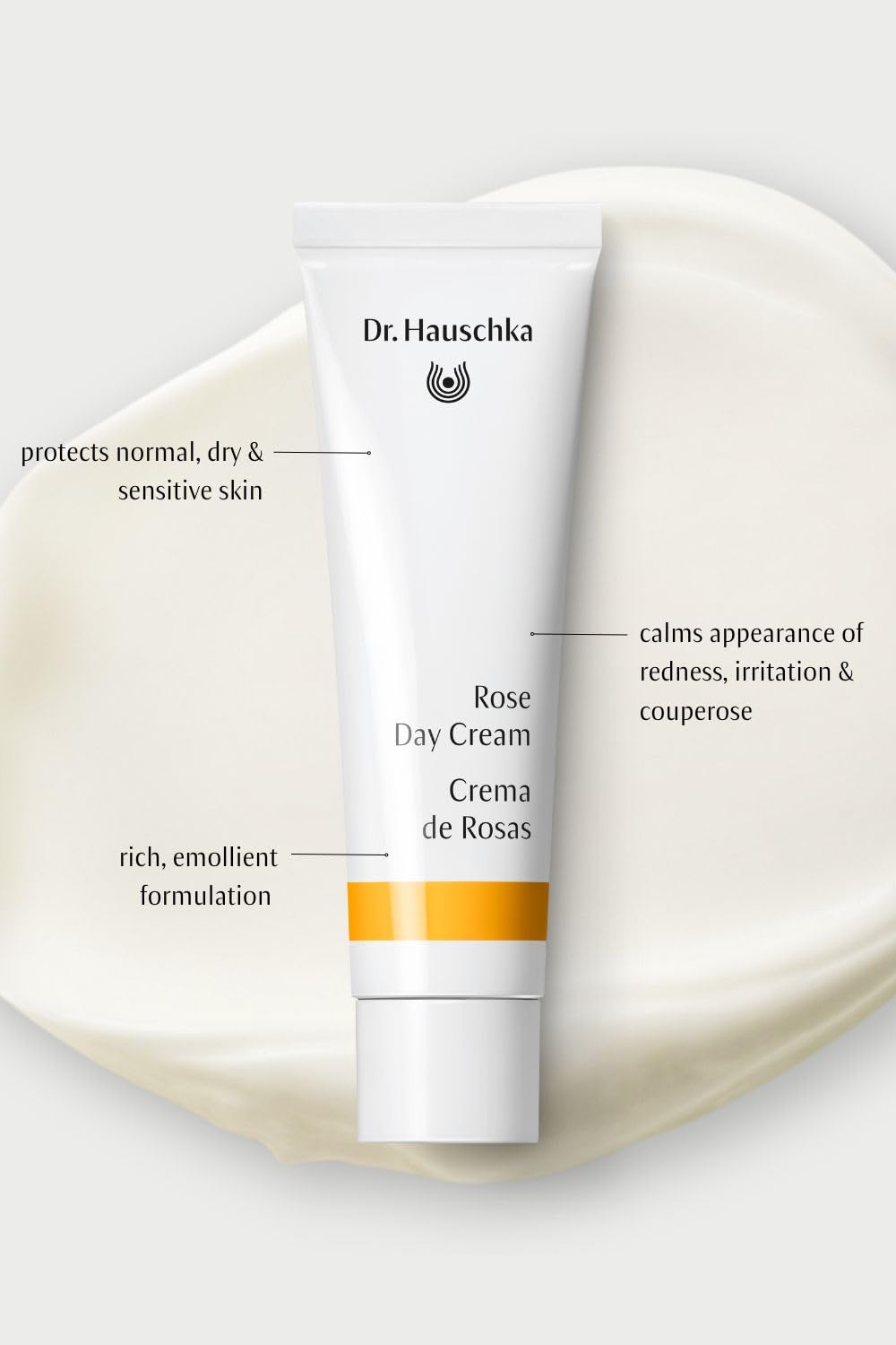 Dr. Hauschka pump or jar opening showing easy application and convenience