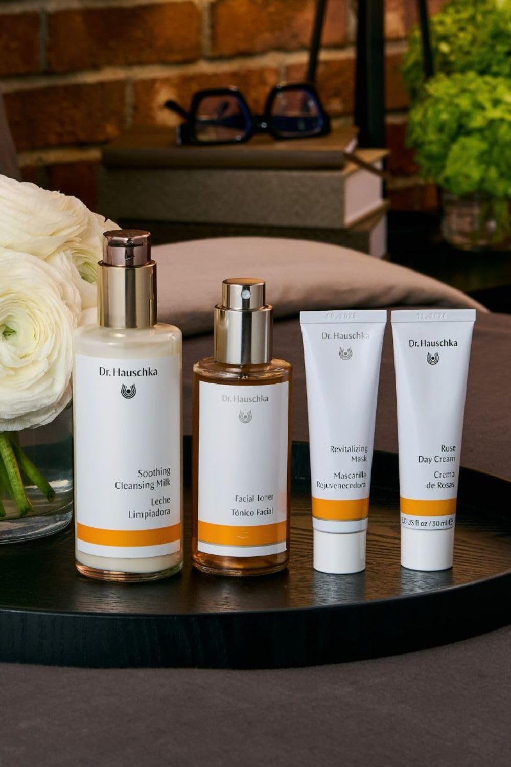 Dr. Hauschka size comparison with a 1.0 fl oz bottle for scale convenience