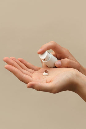 Dr. Hauschka product on bathroom vanity styled for everyday beauty routine
