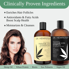 DR. HEMPSTER styling comparison showing fuller-looking hair after use