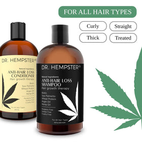 DR. HEMPSTER conditioner texture close-up showing creamy hydrating formula