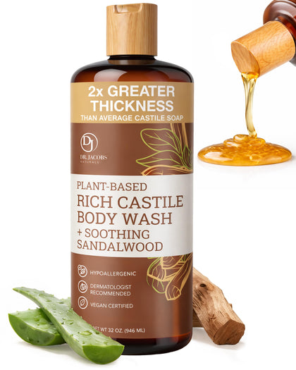 Dr. Jacobs Naturals bottle front view showing sandalwood scent and size benefits