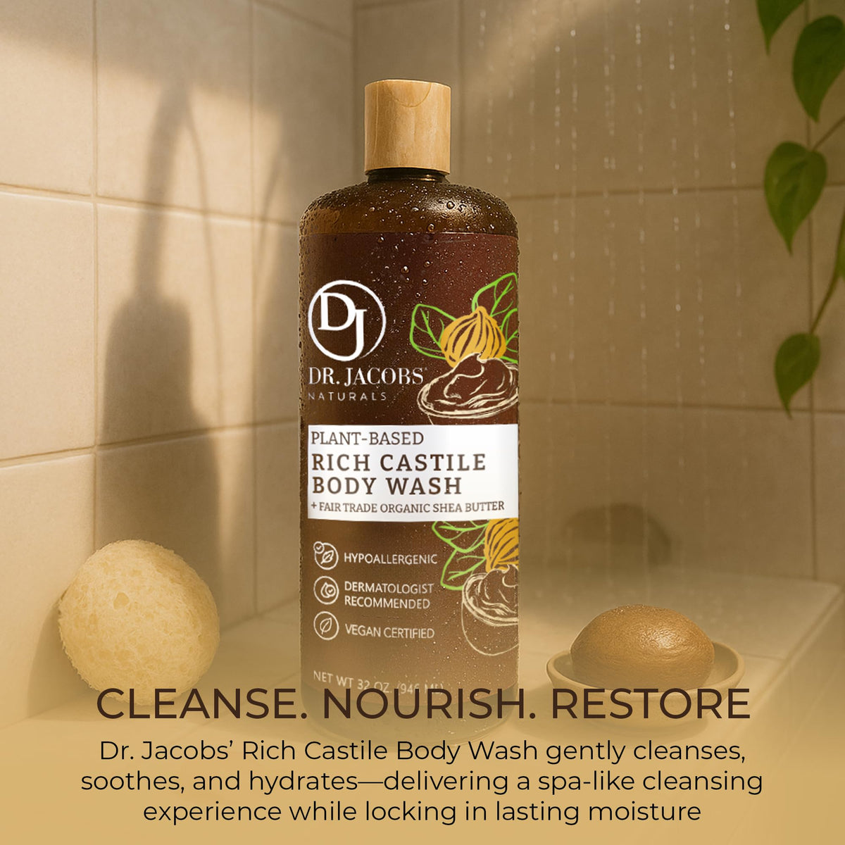 Dr. Jacobs Naturals bottle with eco packaging details emphasizing planet-friendly choice
