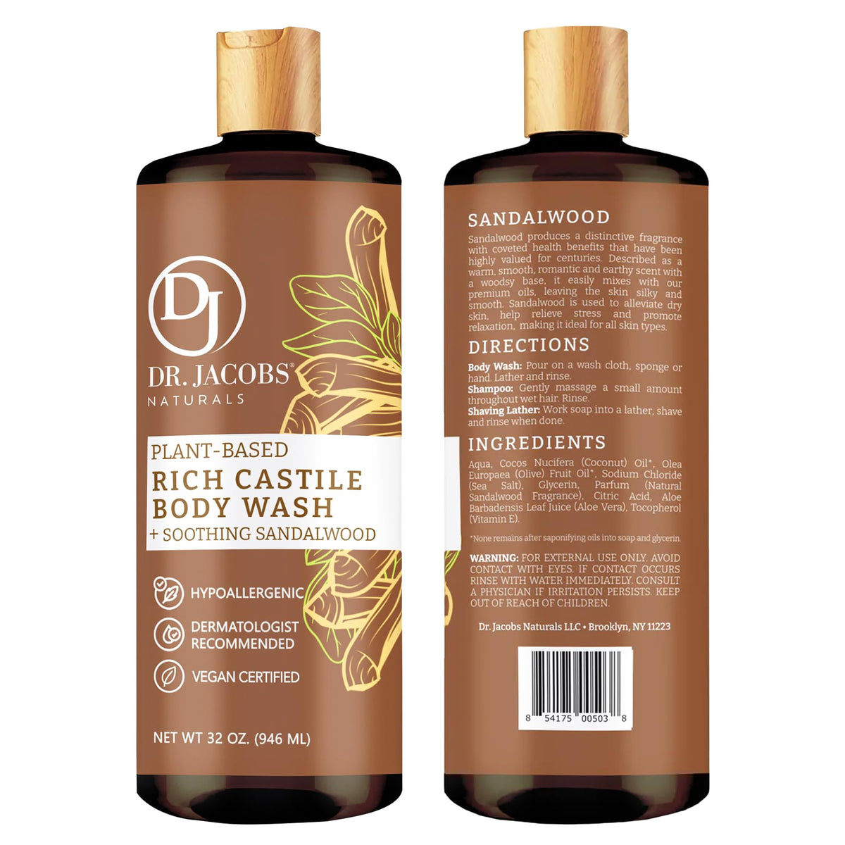 Dr. Jacobs Naturals label close-up highlighting plant-based formulation benefits