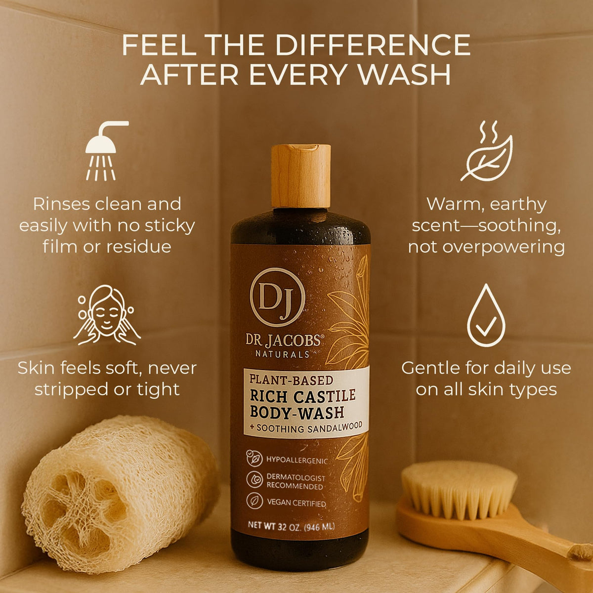 Dr. Jacobs Naturals creamy lather texture demonstrating gentle moisturizing