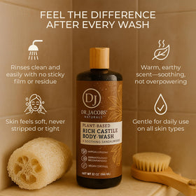 Dr. Jacobs Naturals creamy lather texture demonstrating gentle moisturizing