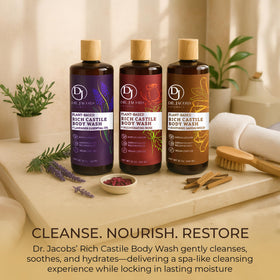 Dr. Jacobs Naturals refill bottle and recycling symbol promoting eco-conscious use