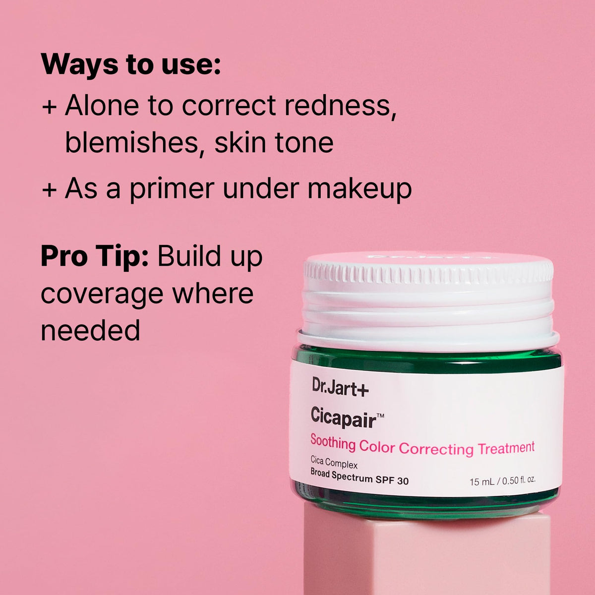 Dr.Jart+ color corrector tube swatch neutralizing visible redness instantly