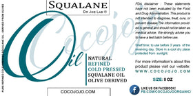 Dr Joe Lab label closeup showing vegan, refined, cold-pressed details