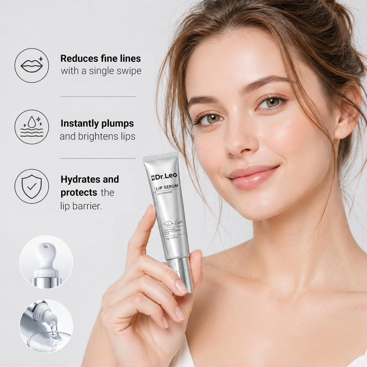 Dr.Leo tube in hand illustrating portable size and on-the-go convenience