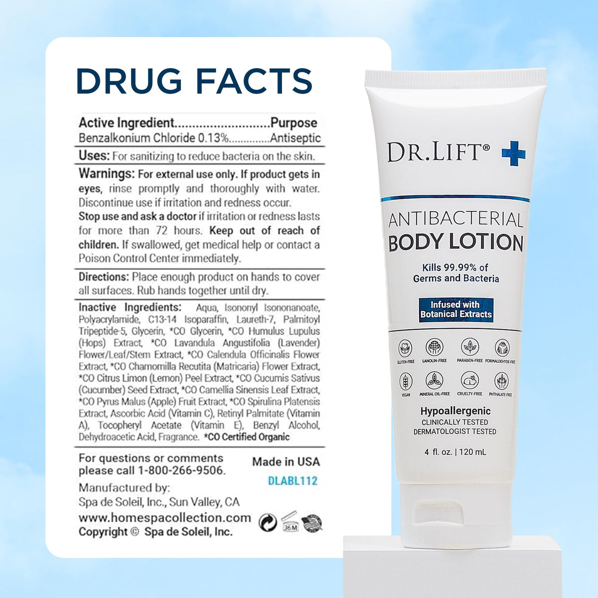 DR. LIFT being applied to hands showing quick hydration and non-greasy finish
