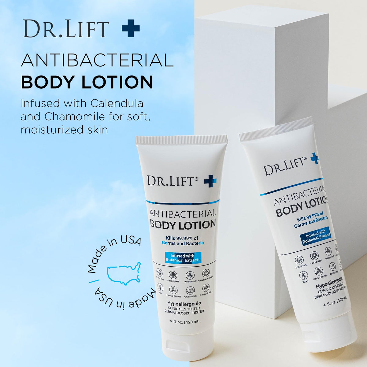 DR. LIFT label close-up showing vitamins, clean ingredients, and claims