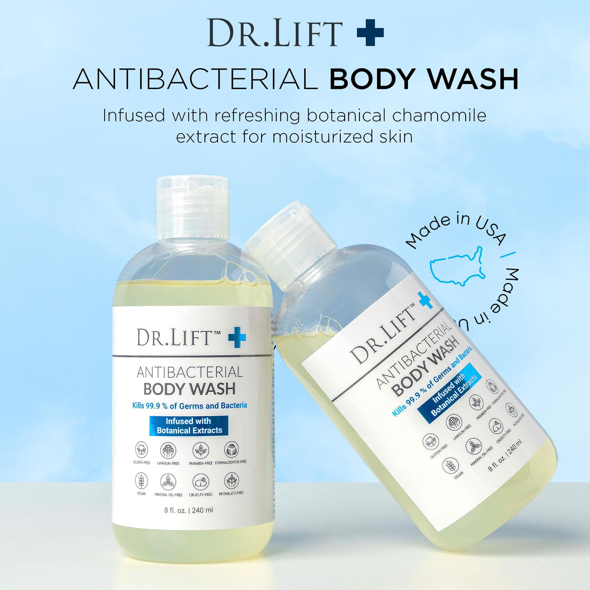 DR. LIFT creamy texture on palm demonstrating hydrating lather benefit