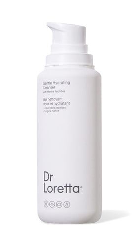 Dr. Loretta front packaging showing product and size, promotes gentle hydration