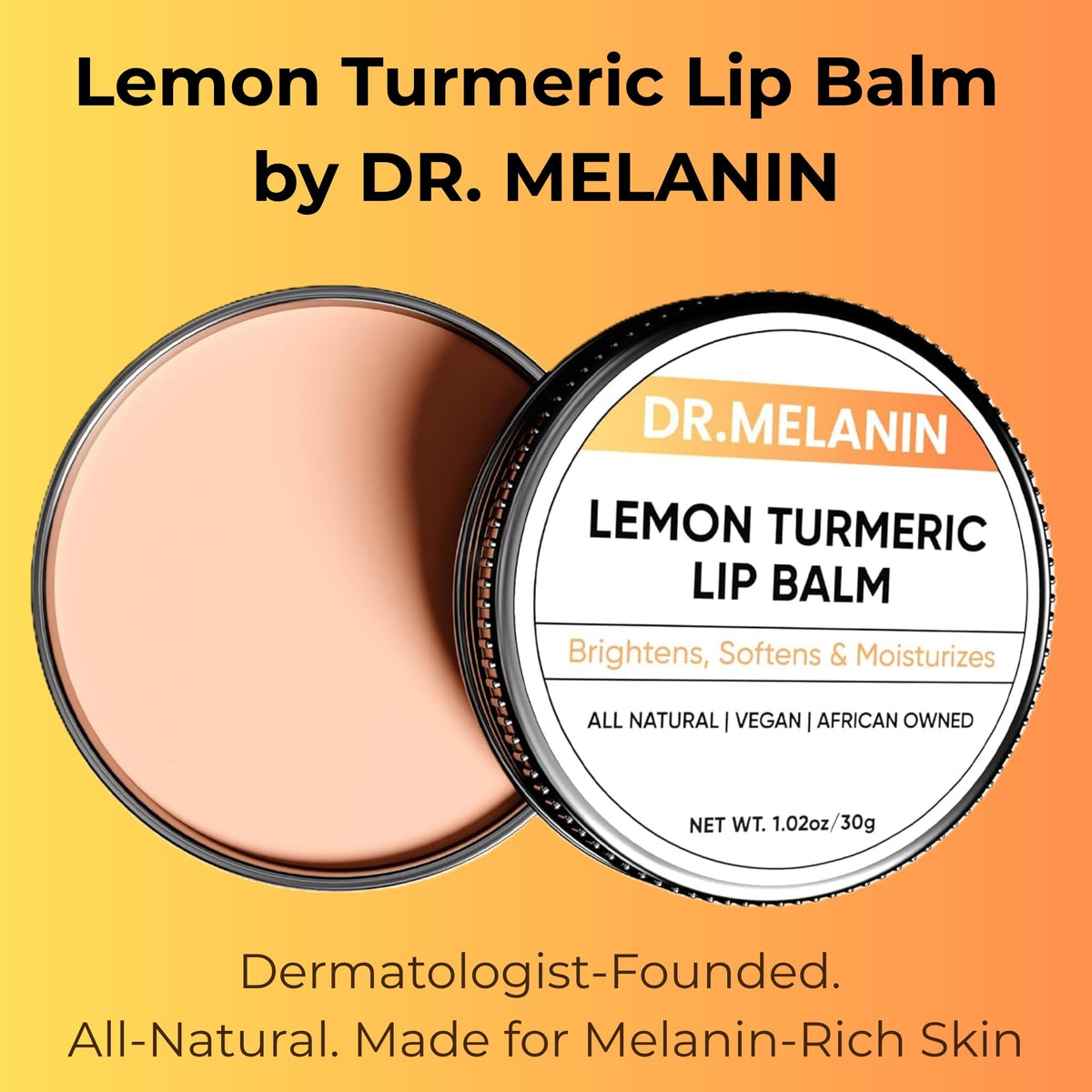 Dr. Melanin open tin close-up texture highlighting smooth balm consistency