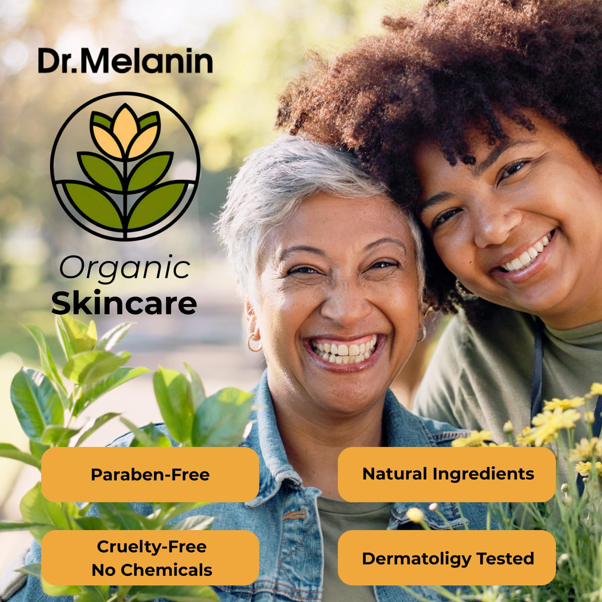 Dr. Melanin in outdoor setting illustrating sun protection support for lip tone