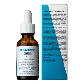Dr.Melaxin ampoule in a morning routine setting showing layering compatibility benefit