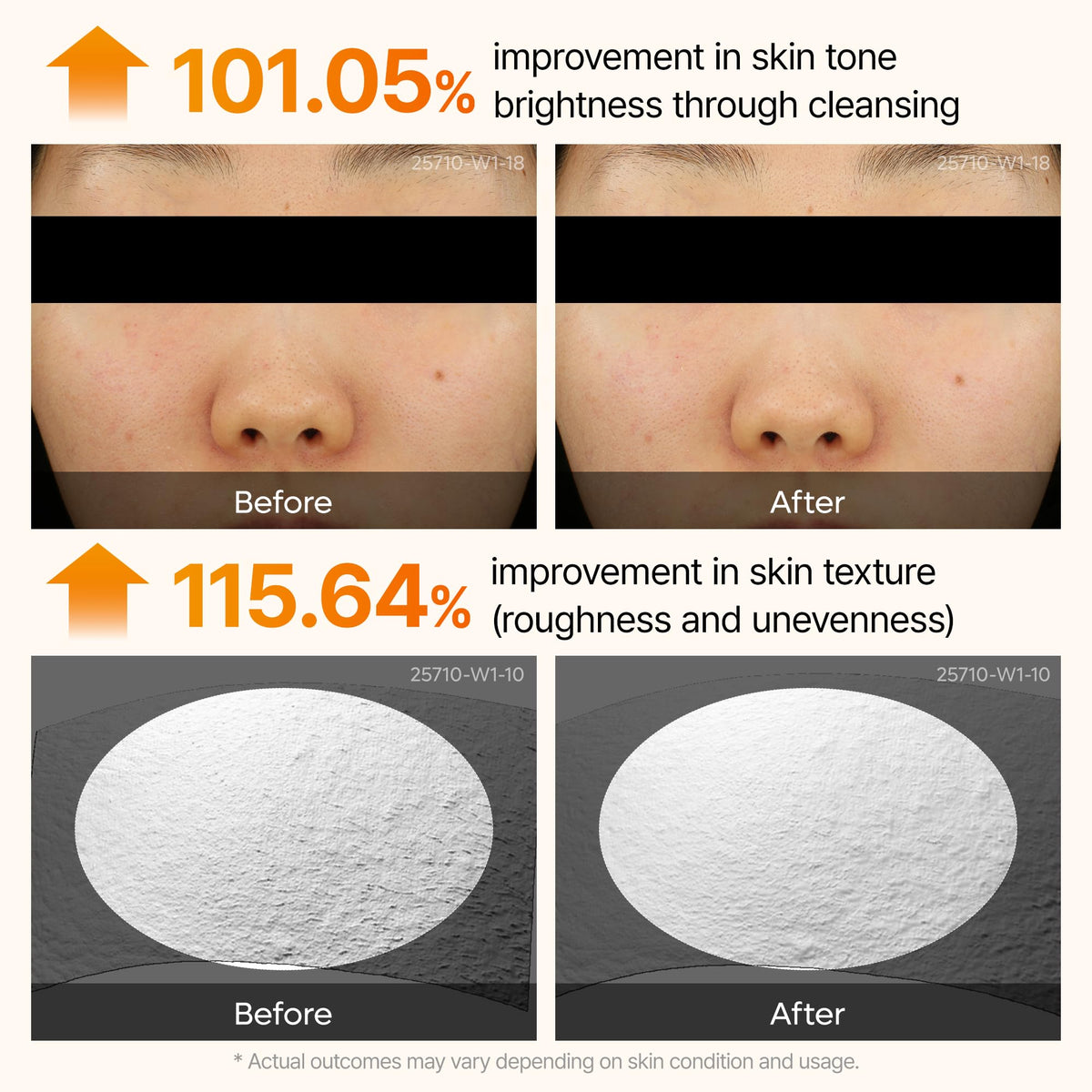 Dr.Melaxin before-and-after skin swatch illustrating smoother more even tone