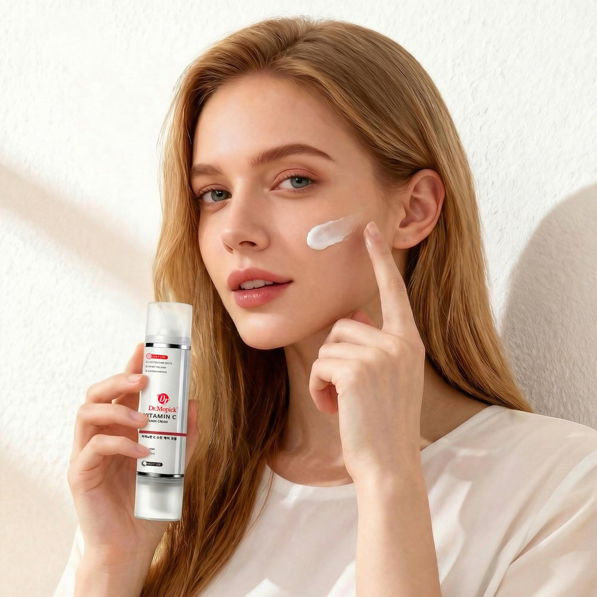 DR.MOPICK open jar revealing cream consistency and brightening look
