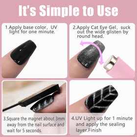 Dr.nail cat eye effect on a polished nail showing sharp shimmer and professional finish