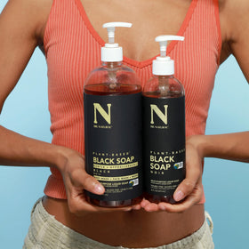 Dr. Natural being used for hand washing showing gentle effective cleanse