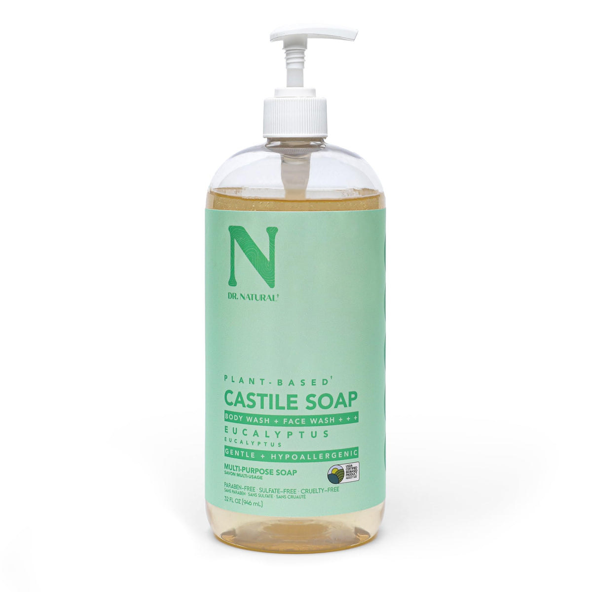 Dr. Natural front packaging showing eucalyptus scent and multi-use benefit