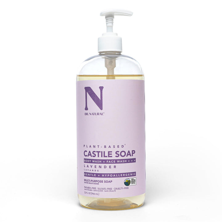 Dr. Natural front label on 32 oz bottle showing product identity and lavender scent benefit
