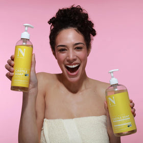 Dr. Natural used at sink for handwashing showing hygienic cleaning and skin-friendly benefit
