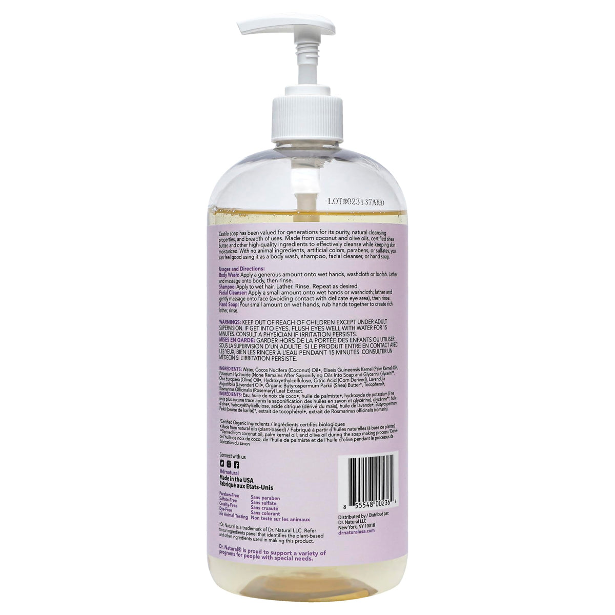 Dr. Natural 32 oz bottle next to common items to show size and value per bottle