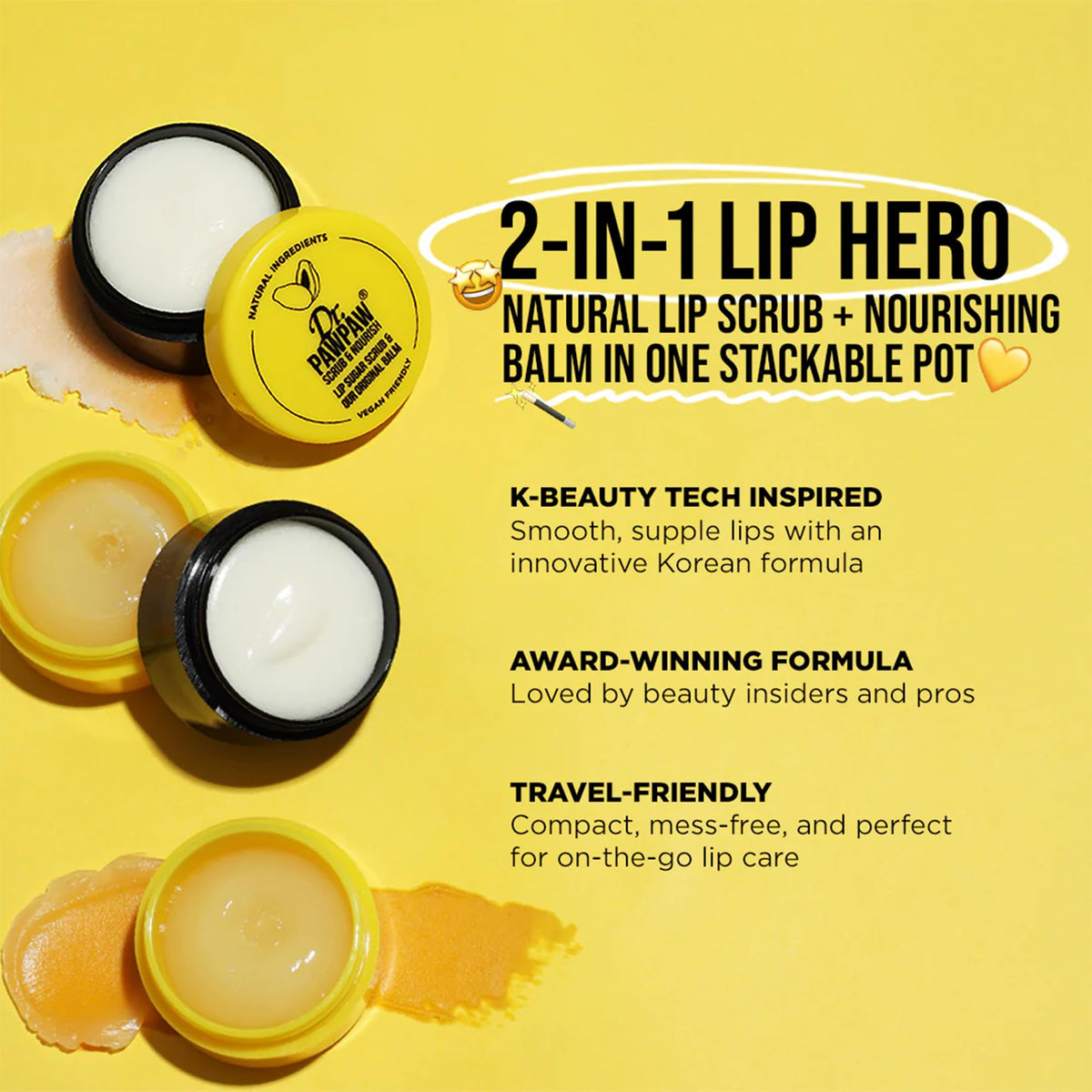Dr. PAWPAW ORIGINAL BALM balm applied on lips showing instant softness benefit