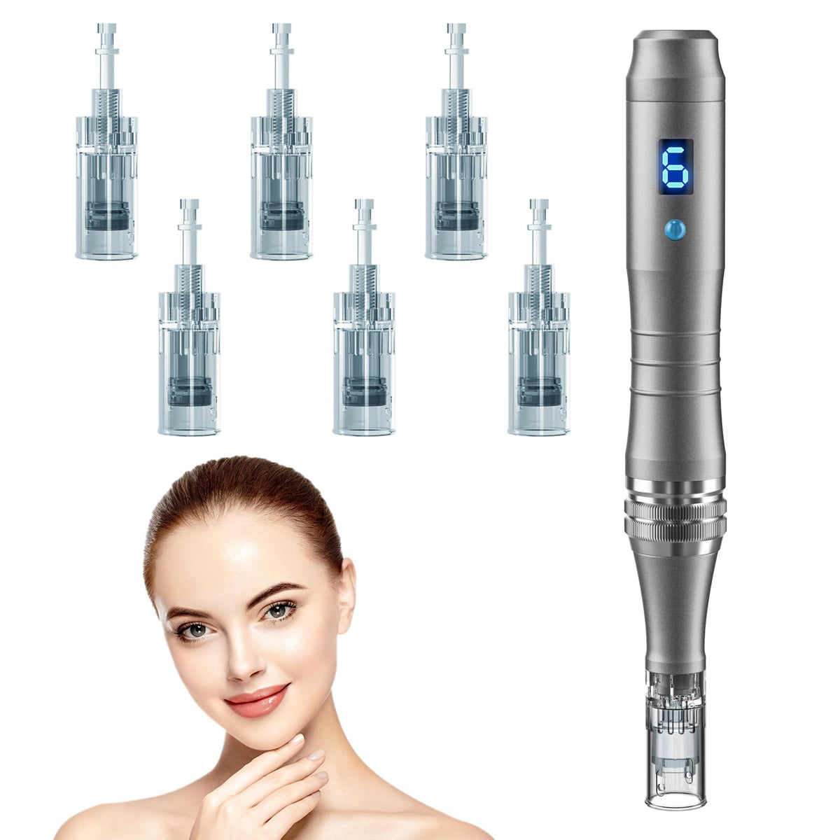 Dr. Pen front view of derma stamp showcasing compact design and portability