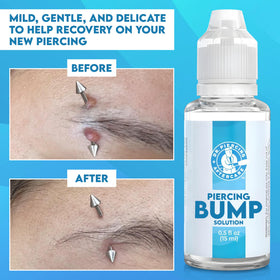 Dr. Piercing Aftercare dropper closeup dispensing precise drops for targeted treatment