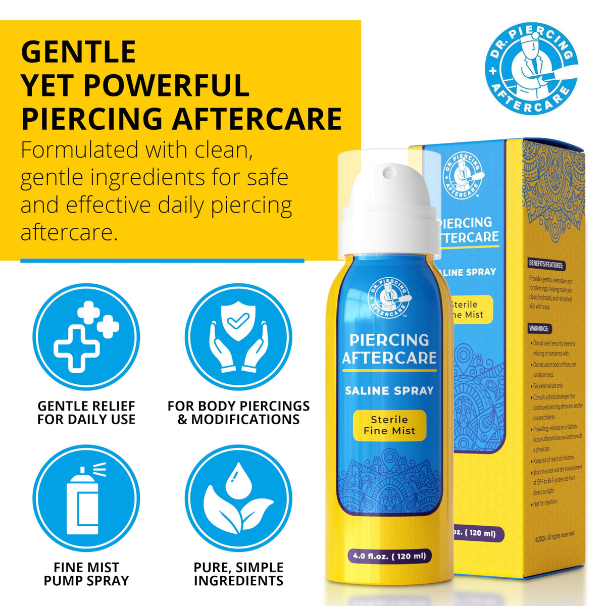 Dr. Piercing Aftercare gentle mist spray in use for comfortable cleaning