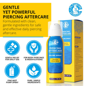 Dr. Piercing fine mist spray in action demonstrating gentle coverage and no-force application