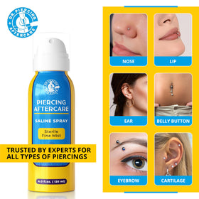 Dr. Piercing product in use on ear piercing showing targeted cleaning and reduced irritation