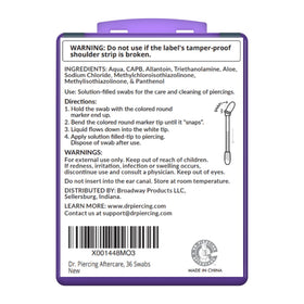 dr. piercing aftercare swabs inside a lifestyle bag to maintain piercings