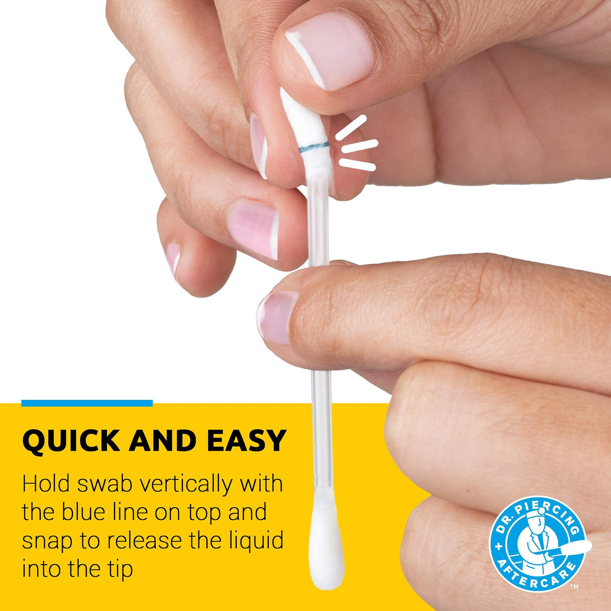 dr. piercing aftercare close-up swab tip revealing soft texture and precision