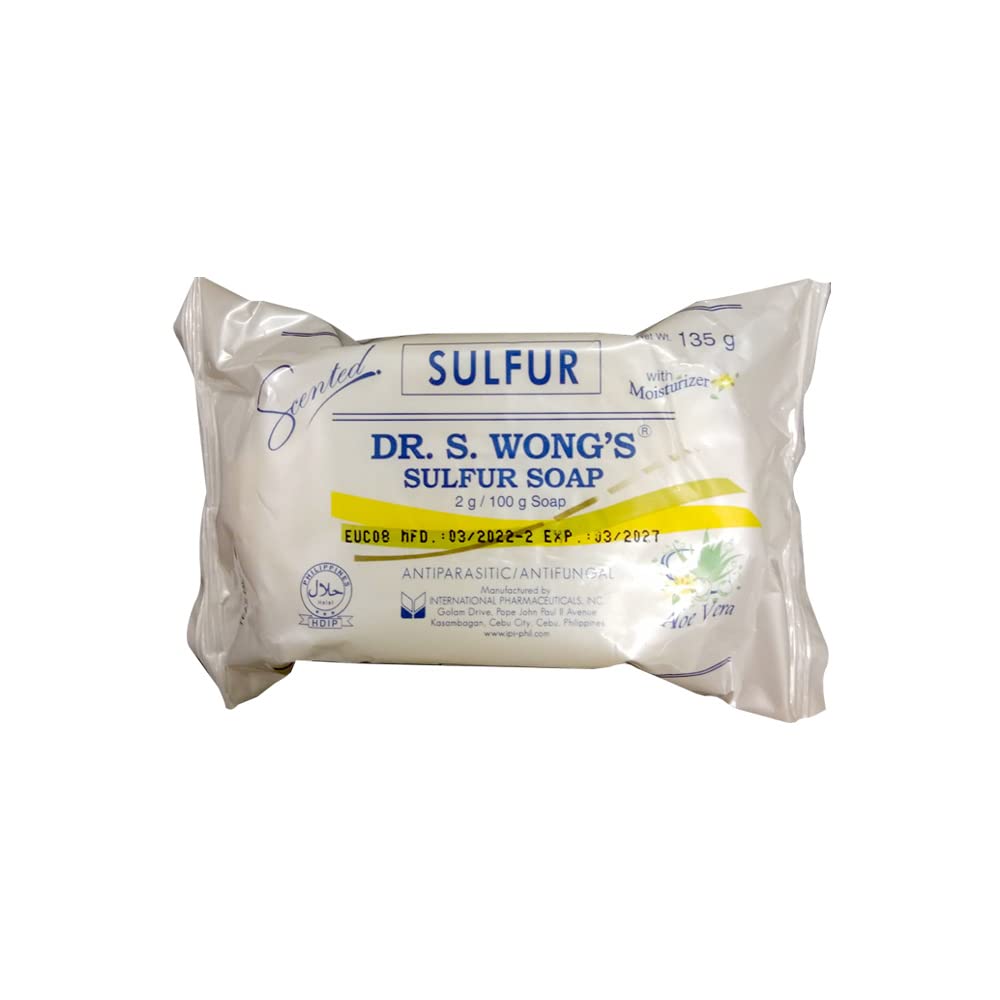 International Pharmaceuticals Inc. Dr. S. Wong's soap front packaging showing brand and benefits