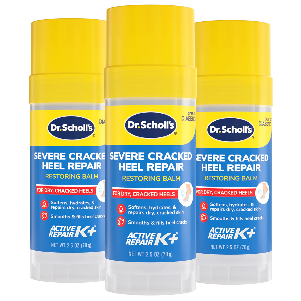 Dr. Scholl's front packaging showing restorative heel balm benefit