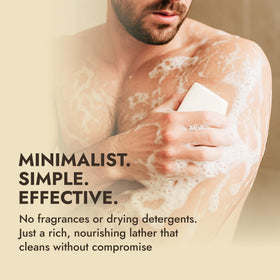 Dr. Seymour's soap lathered in hand demonstrating gentle cleansing action
