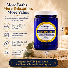Dr. Singha's organic mustard seed powder and crystals highlighting natural ingredients