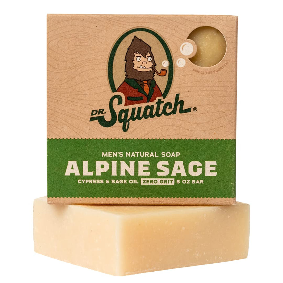 Dr. Squatch Alpine Sage front packaging showing bold label and scent