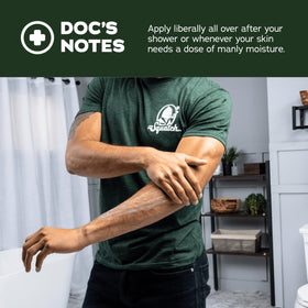 Dr. Squatch application on arm demonstrating non-greasy finish