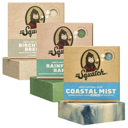 Dr. Squatch Coastal Mist front packaging showing fresh ocean scent benefits