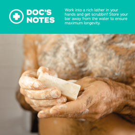 Dr. Squatch bar creating rich lather in shower for effective cleansing and pleasant scent