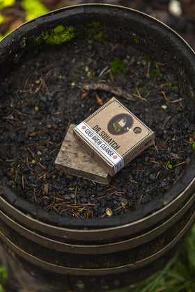 Dr. Squatch ingredients flatlay with shea butter, salt, clay and coffee benefits